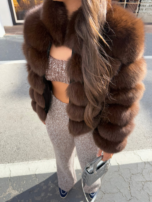 ‘NERVADA’ Collared Fox Fur Coat