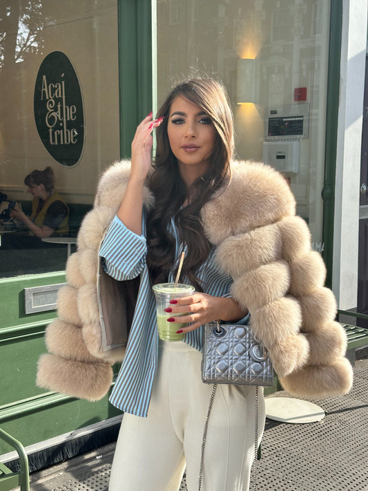 ‘CLASSIC’ Fox Fur Coat - Beige