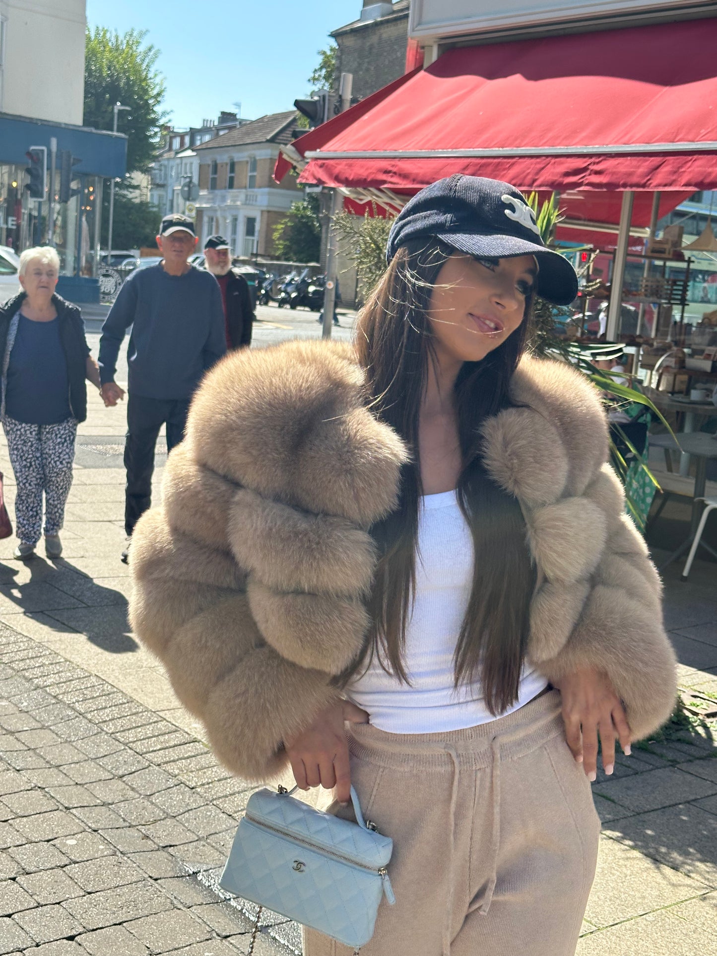 ‘MONTANA’ Cropped Fox Fur Coat - Caramel