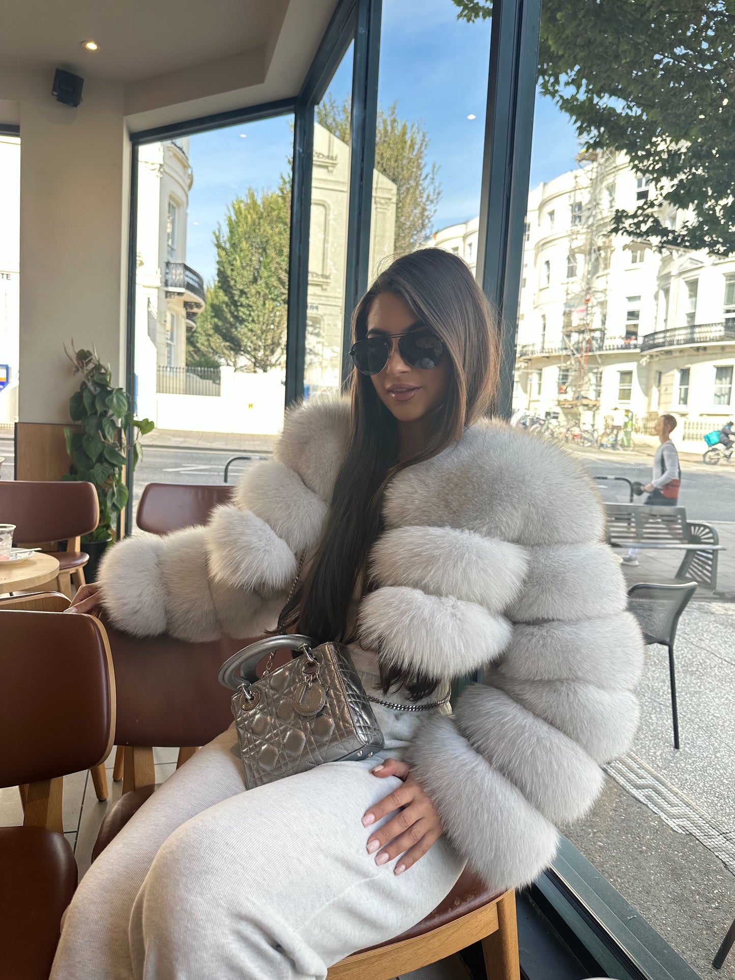 ‘MONTANA’ Cropped Fox Fur Coat - White