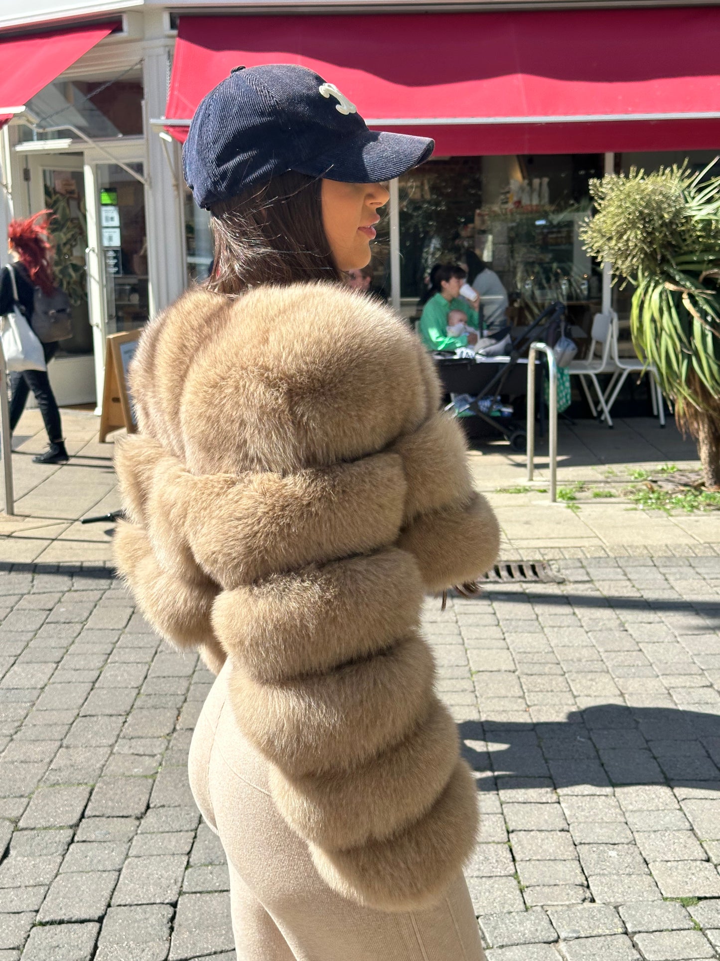 ‘MONTANA’ Cropped Fox Fur Coat - Caramel