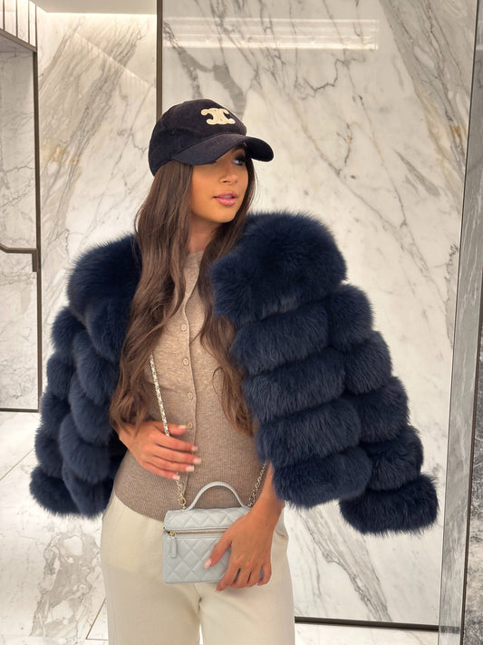 ‘CLASSIC’ Fox Fur Coat - Navy