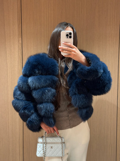 ‘CLASSIC’ Fox Fur Coat - Navy