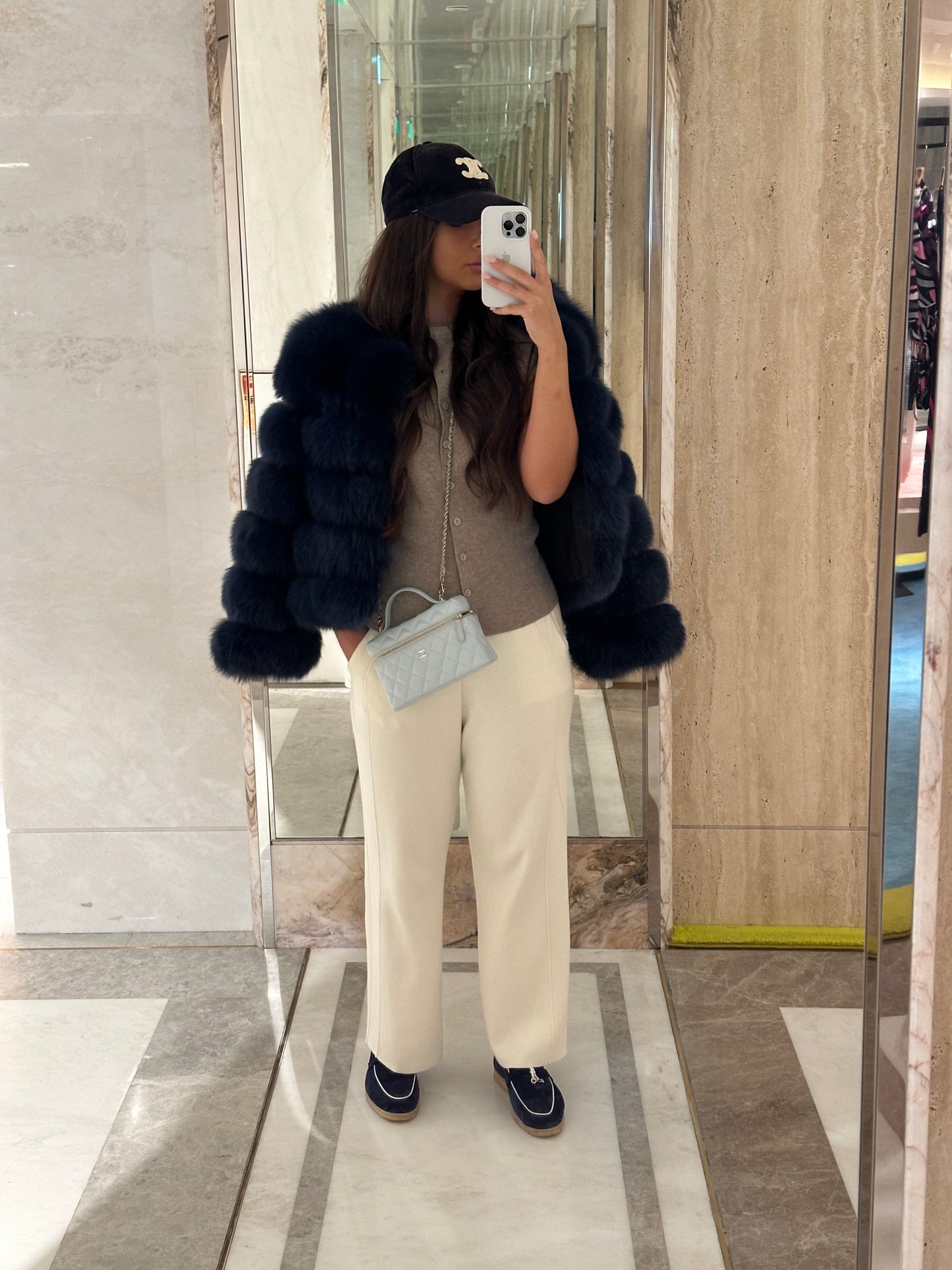 ‘CLASSIC’ Fox Fur Coat - Navy