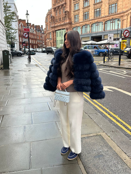 ‘CLASSIC’ Fox Fur Coat - Navy