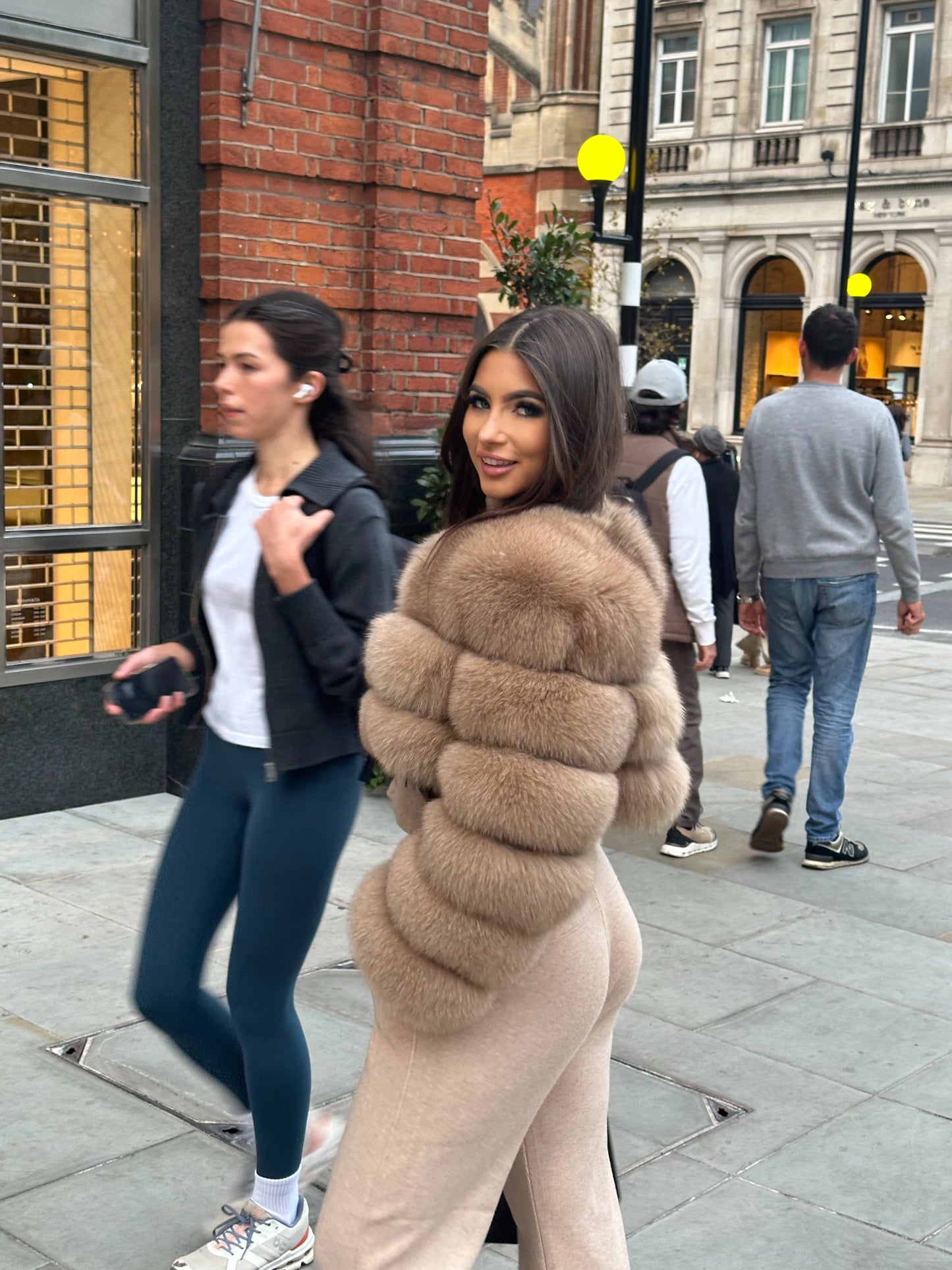 ‘MONTANA’ Cropped Fox Fur Coat - Caramel